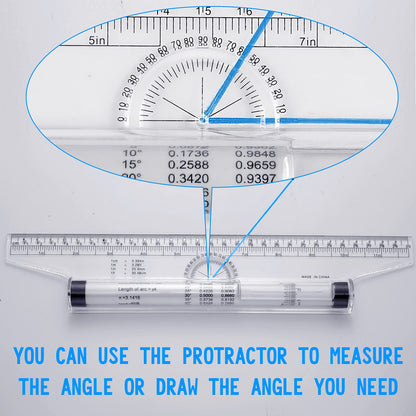 Frienda 2 Pieces Plastic Measuring Rolling Ruler Drawing Parallel Multifunctional Drafting Ruler for Architect Office Math(6 Inch, 12 Inch)