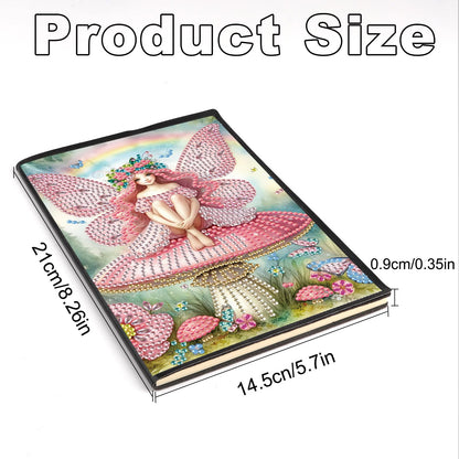JZHYOAN 2Pcs Diamond Painting Notebook for Adults, Butterfly Fairy DIY Art Special Pattern Diamond Journals Sketchbook, Drawing Painting Notebook Gifts for Adult, Woman, Man Pink