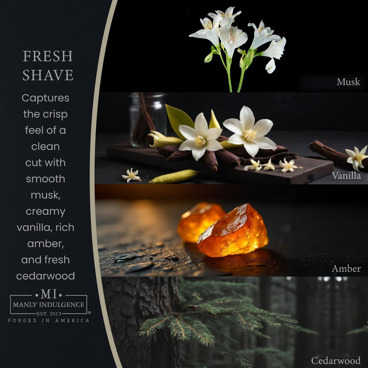 2 16.5 oz, 60H Manly Indulgence Fresh Shave Scented Candles for Men, Wick, Premium Soy Blend Wax, Burn, Candles