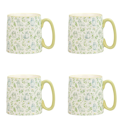 10 Strawberry Street Springtime Bella Mugs, Set of 4 (Botanical Bun)
