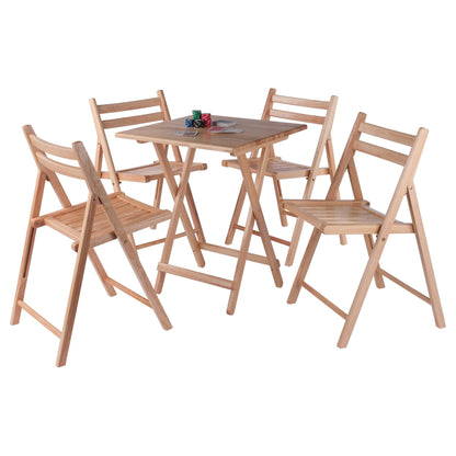 Winsome Delaney 5-PC Set Folding Table and Chairs Natural Finish
