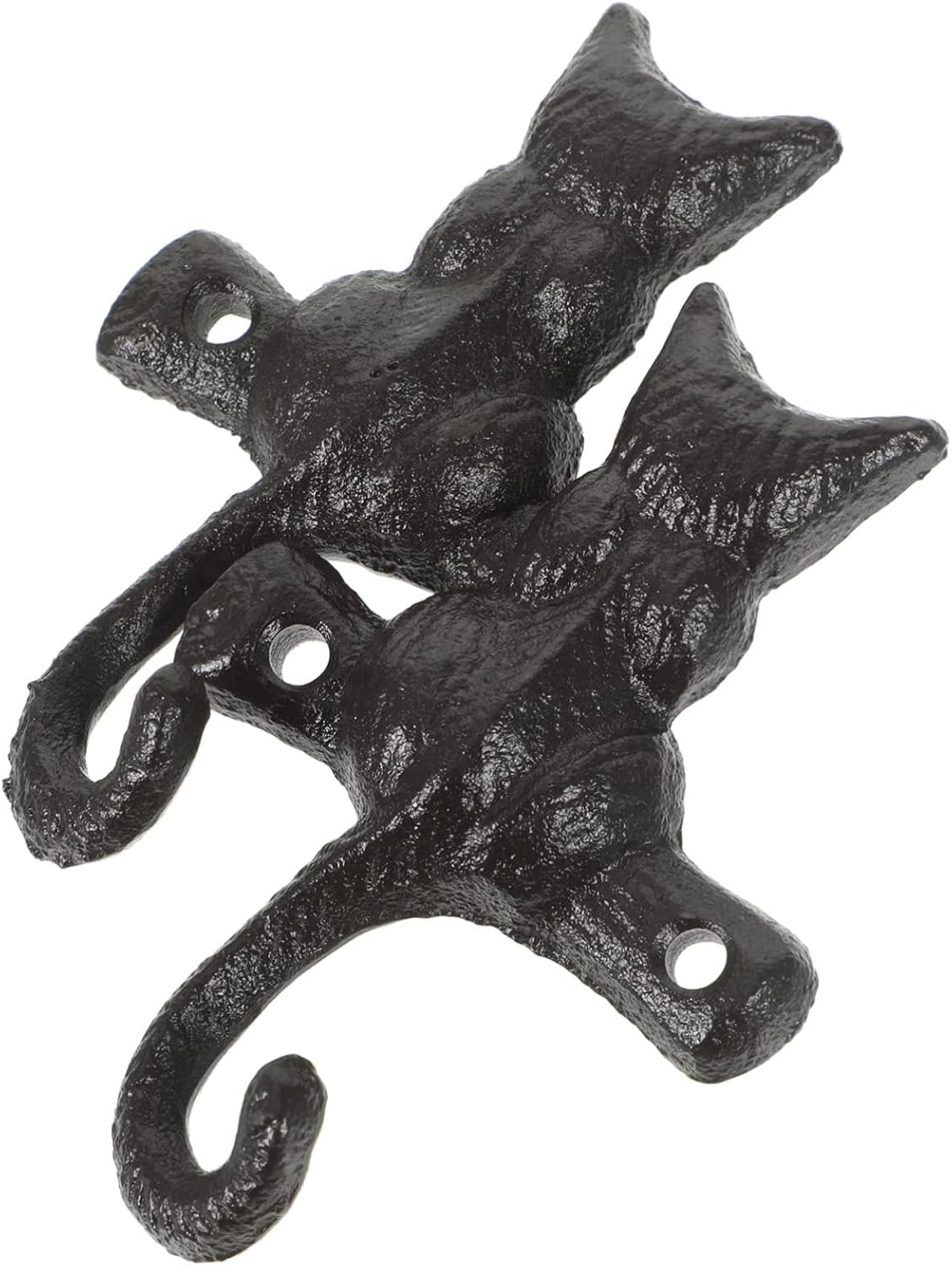 HOMSFOU 2pcs Cast Iron Cat Hook, Decorative Wall Mount Hook for Coat and Key Holder