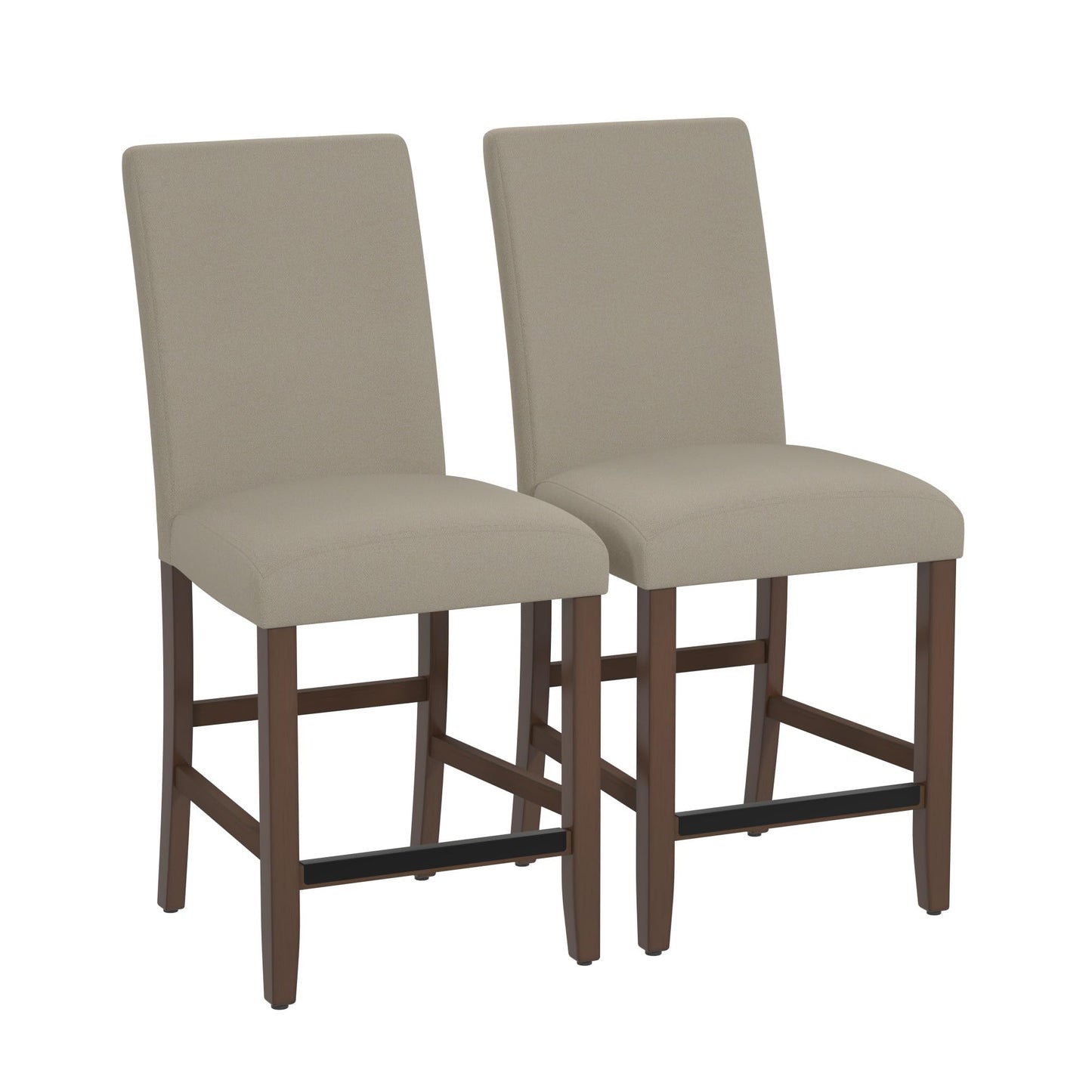 GDFStudio 39.5" H Counter Height Bar Stools Set of 2, Upholstered Kitchen Bar Stools with Back & Footrest, Modern Solid Wood Counter Stools for Kitchen Island Dining Room, Easy Assembly, Walnut Brown