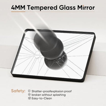 DUMOS Black Metal Framed Vanity Mirror - 36x24 Inch Rounded Rectangle Design for Modern Bathrooms | Versatile Hanging Options