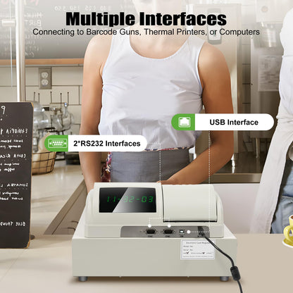 Cash Register, 48 Keys Cash Registers with Drawer with Integrated Structure and Emergency Switch Classified Storage Electronic Cashs Register for Catering Supermarkets Clothing Stores Hamburger Stores