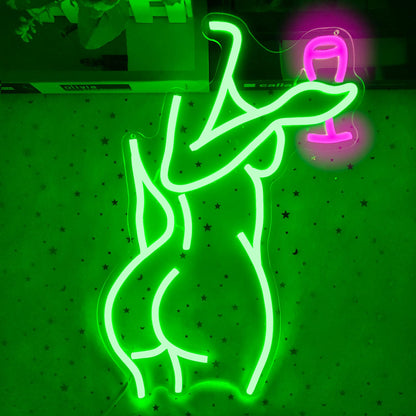 Ajoyferris Lady Back Neon Sign Dimmable LED Lady Sign Woman Neon Sign Sexy Lady Neon Signs for Bedroom Man Cave Bar Store Home Party Art Decor Gifts(16X11 inches,Blue)