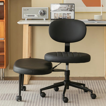 Ergonomic Cross Legged Office Chair with Back Support, Multi-Position Swivel Desk Chair for Adults, Meditation and ADHD Fidget Work Chair with Rolling Base, Black
