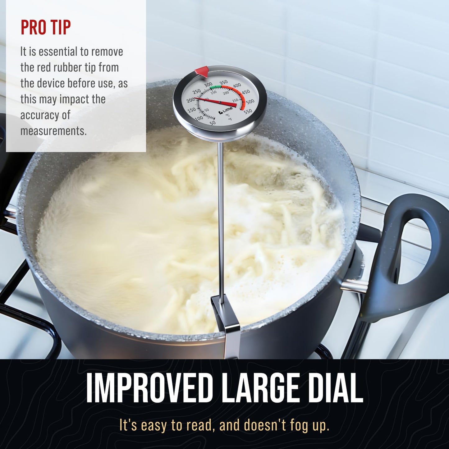 Craft911 Candy Thermometer with Pot Clip - Deep Fry Oil Thermometer for Frying and Candle Making (Black)
