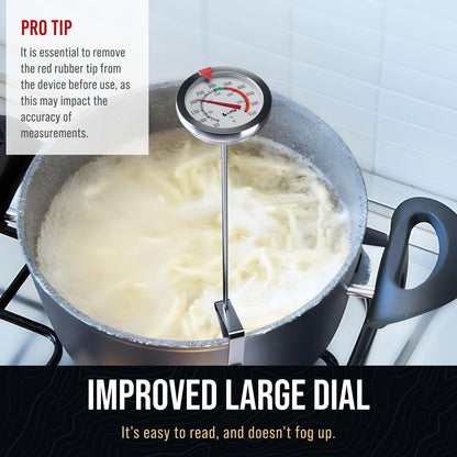 Craft911 Candy Thermometer with Pot Clip - Deep Fry Oil Thermometer for Frying and Candle Making (Black)
