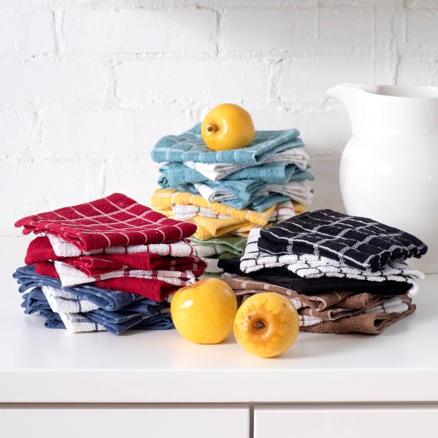 Ritz Premium 100% Cotton Terry Check Kitchen Dish Cloths - Highly Absorbent, Super Soft, Long-Lasting, 12"x12", 6-Pack, Federal Blue