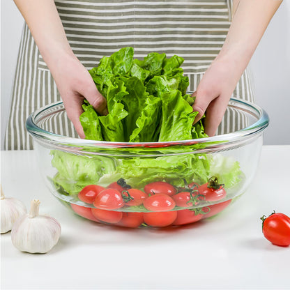 EWAFILU 6.2QT Large Glass Mixing Bowl with Lid, Clear Glass Salad Cooking Bowls for Sourdough, Salad and Storage Prepping and Baking Food Storage Set