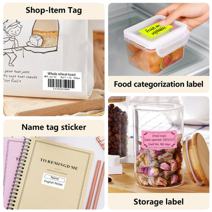 PALAIBEIQI 1x2 Inch Thermal Labels,500PCS Rectangle Stickers,Waterproof Removable Blank Stickers for Address,Jars,Freezer Containers & Pantry Organization,White