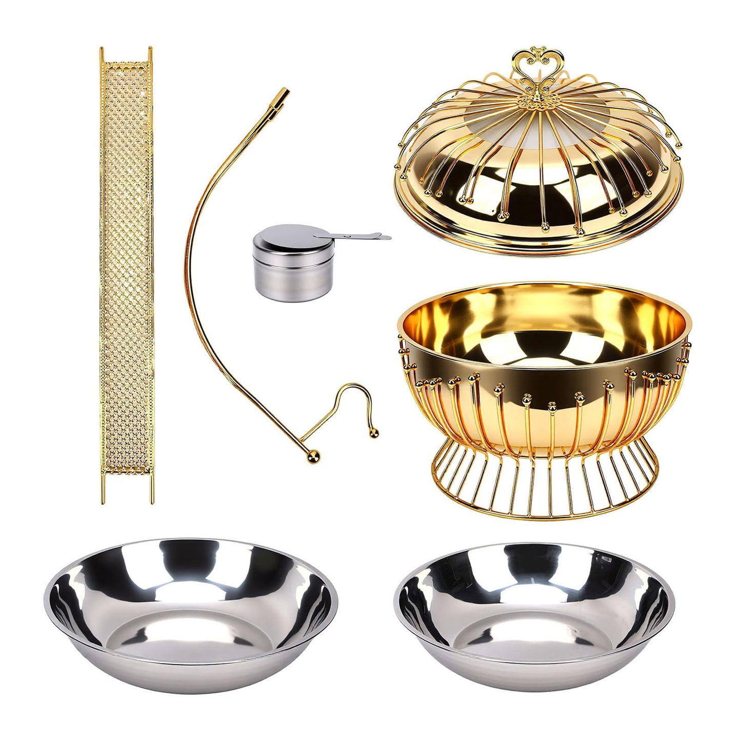 AUNMAS Stainless Steel Buffet Warmer 8L Round Chafing Dish with Hanging Lid for Catering Events Weddings Banquets Home Parties