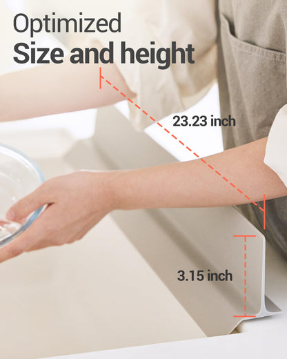 DEARCUS Kitchen Sink Splash Guard 23 Inch – Soft Silicone Water Shield Keeps Clothes & Countertops Dry, Strong Suction Non-Slip, No More Wet Sleeves or Sore Arms – Dishwasher Safe, Easy Install (Gray)