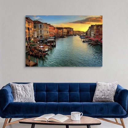 CANVAS ON DEMAND Venice Sunset Canvas Wall Art Print, Home Decor, Artwork, 60"x40" Nature Artwork, 60"x40"