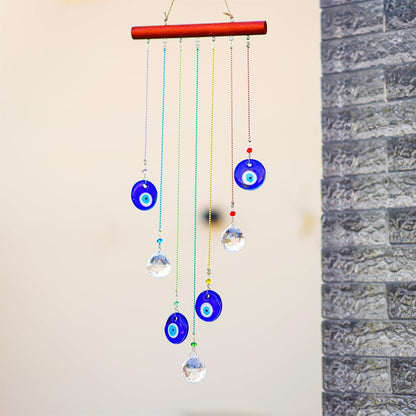 YU FENG Hanging Crystals Suncatcher Ornament - Turkish Blue Evil Eye Decor Crystal Ball Prisms for Window Garden