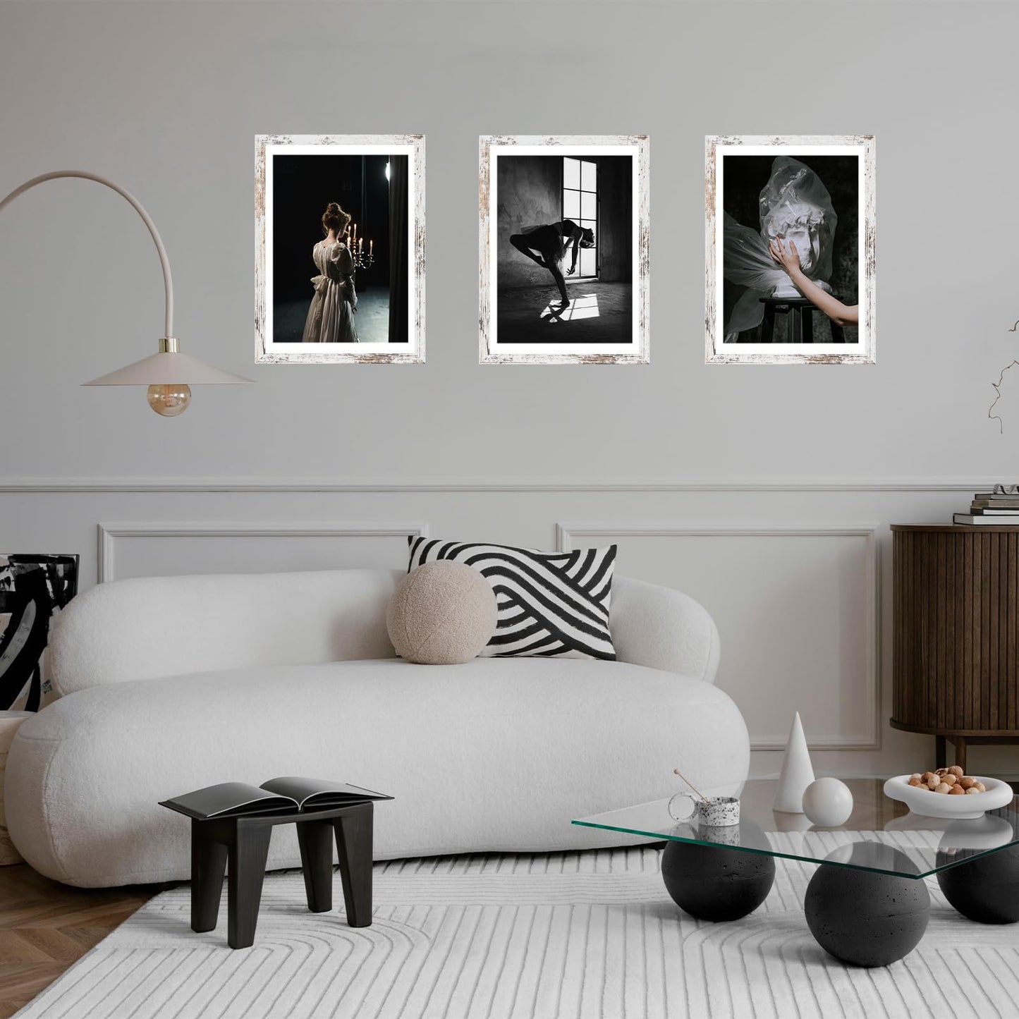12x16 Frame Rustic White with 10x14 Mat, for 30 x 40cm Diamond Art Painting, Display Photo 10 x 14 with Mat or 12 x 16 without Mat, Wood 12 by 16 Picture Frame for Wall Hanging, Rustic White, 1 Pack