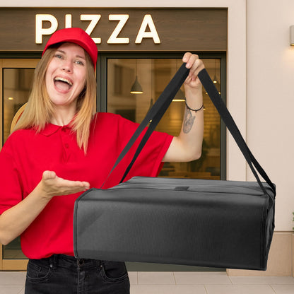 Bodaon Pizza Bags for Delivery, Insulated Pizza Delivery Bag for Delivery Drivers, 20" x 20" x 6" Pizza Warmer Bags for Carry Hot, Commercial Food Warmers for Catering, Pizza Carrier, Black
