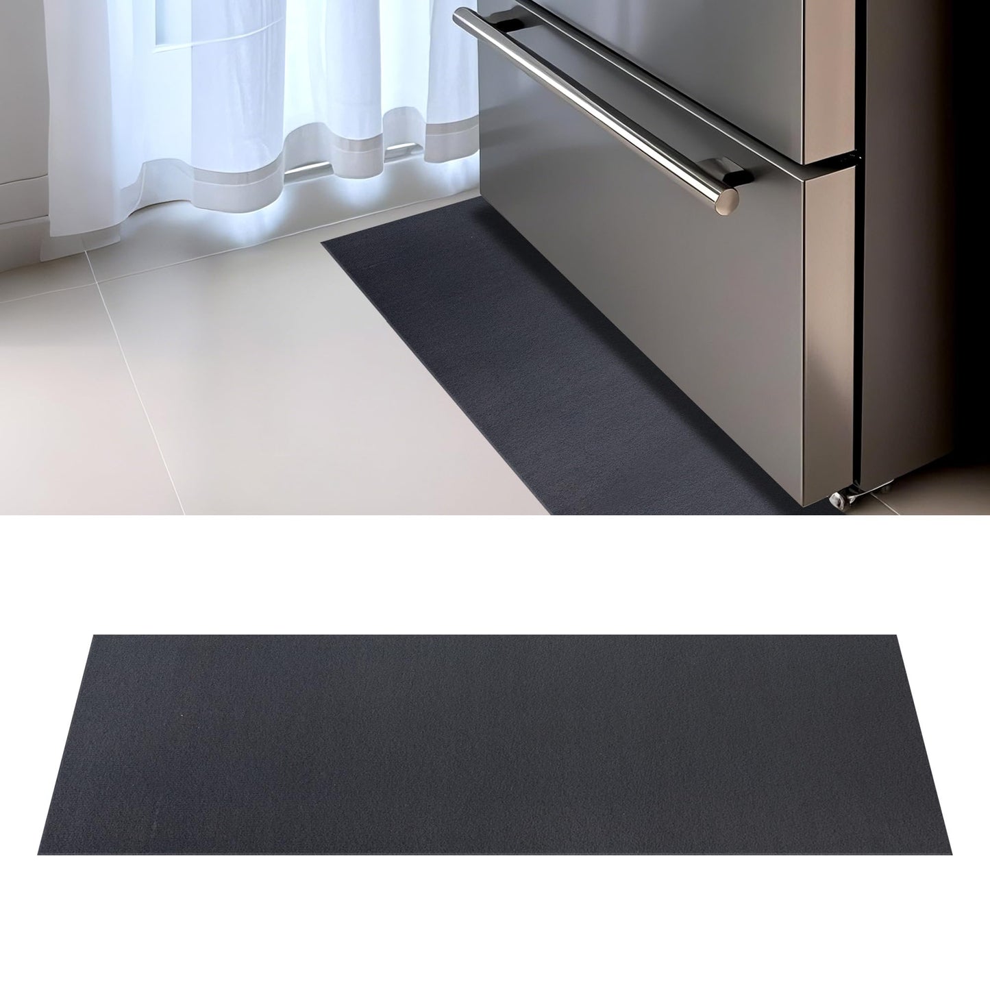 Spill Mat for Refrigerator, 37x8.5 Inch Anti-Slip Drip Tray & Floor Protector for Mini Fridge, Leak Catcher with Rubber Backing