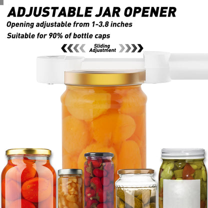 Banyaa Jar Opener Bottle Opener for Seniors with Arthritis, Multi Retractable Magnetic Can Opener, Jar Grippers for Opening Jars, Kitchen Gadgets for Weak Hands and Senior Arthritis (White)