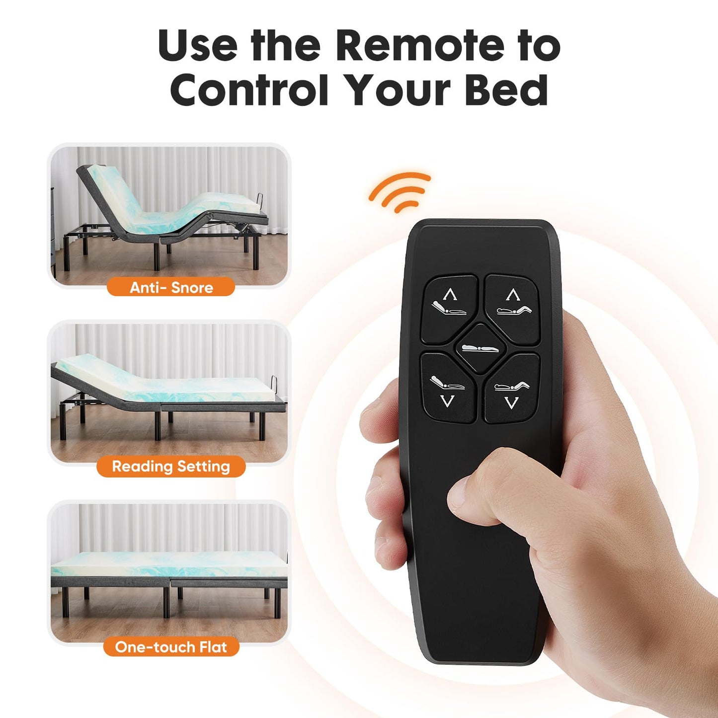 Sweetcrispy Queen Adjustable Bed Frame, Ergonomic Electric Base with Wireless Remote and 2 USB Ports, Head and Foot Incline, Zero Gravity, Anti-Snore, Easy Assembly