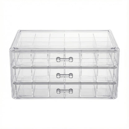 PNSXING Jewelry Organizer Large-Capacity 3-Tier 72-Grid - Perfect for Earrings, Necklaces, Rings & Beads (Clear)