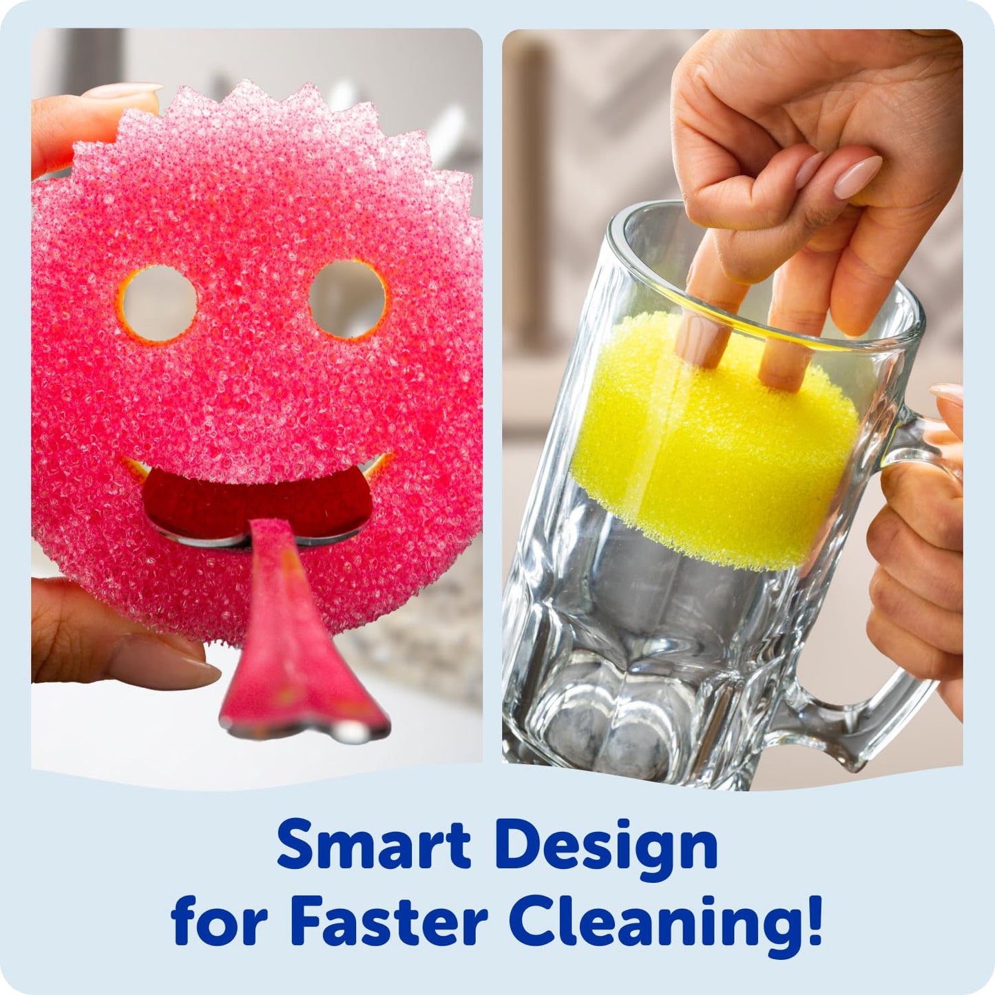 Scrub Daddy 4 Scrub Daddy Sponges & 4 Scrub Mommy Kitchen Sponges - Scratch-Free for Dishes & Multipurpose Cleaning - BPA Free & Made with Polymer Foam - Stain & Odor Resistant (8 Pack)