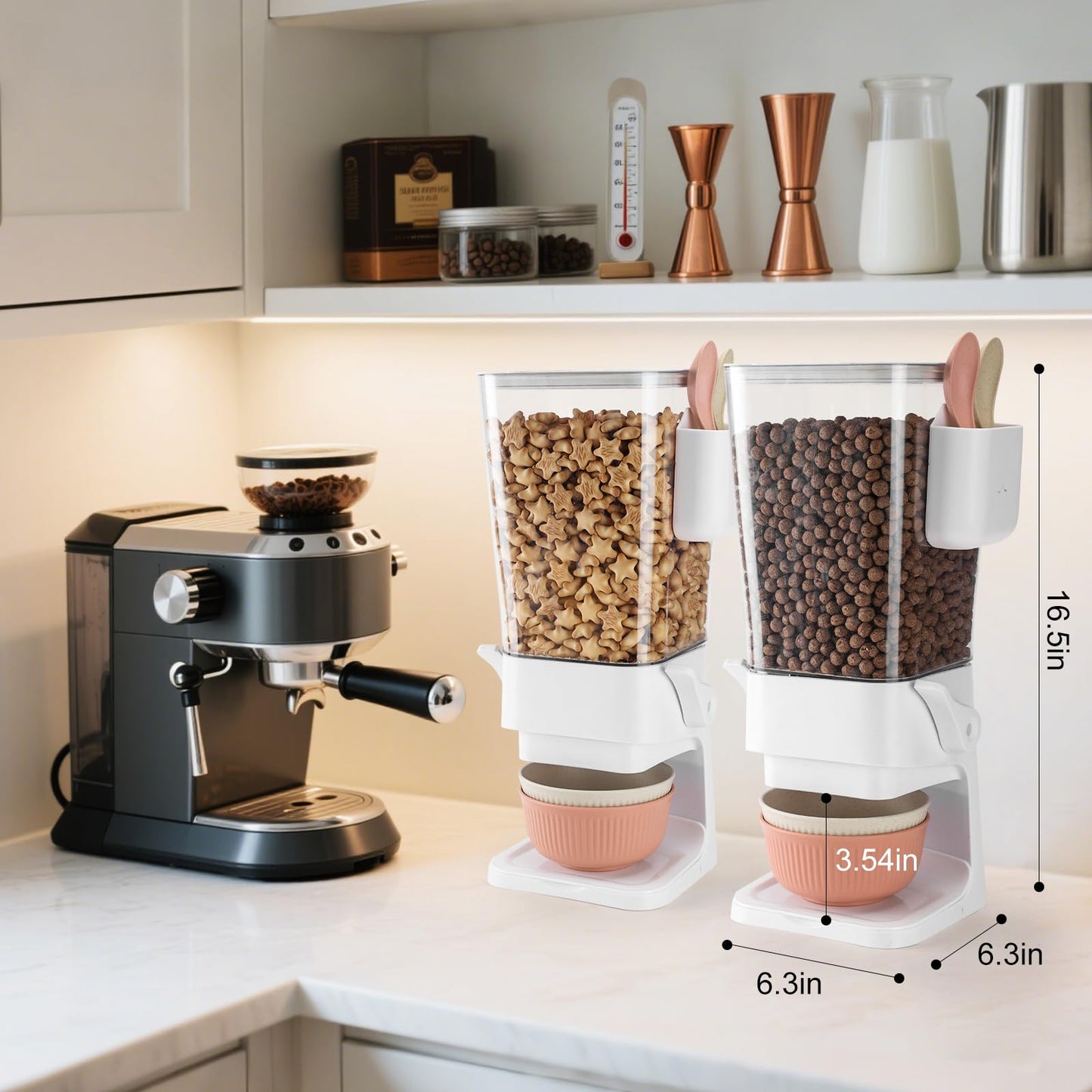 Osacoe Cereal Dispenser Countertop 2 Pack with Bowls Spoons Cutlery Box,5.5 QT Dry Food Dispenser Snack Organizer Containers Storage with Lids for Pantry Kitchen Organization Oatmeal Nut Granola Candy