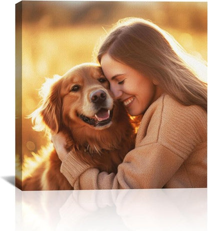 Custom Canvas Prints with Your Photos Customized Canvas Wall Art Personalized Canvas Pictures Gifts for Pet Dog Baby Family Mom Dad Men Women Couple Boyfriend Girlfriend Framed 8x8