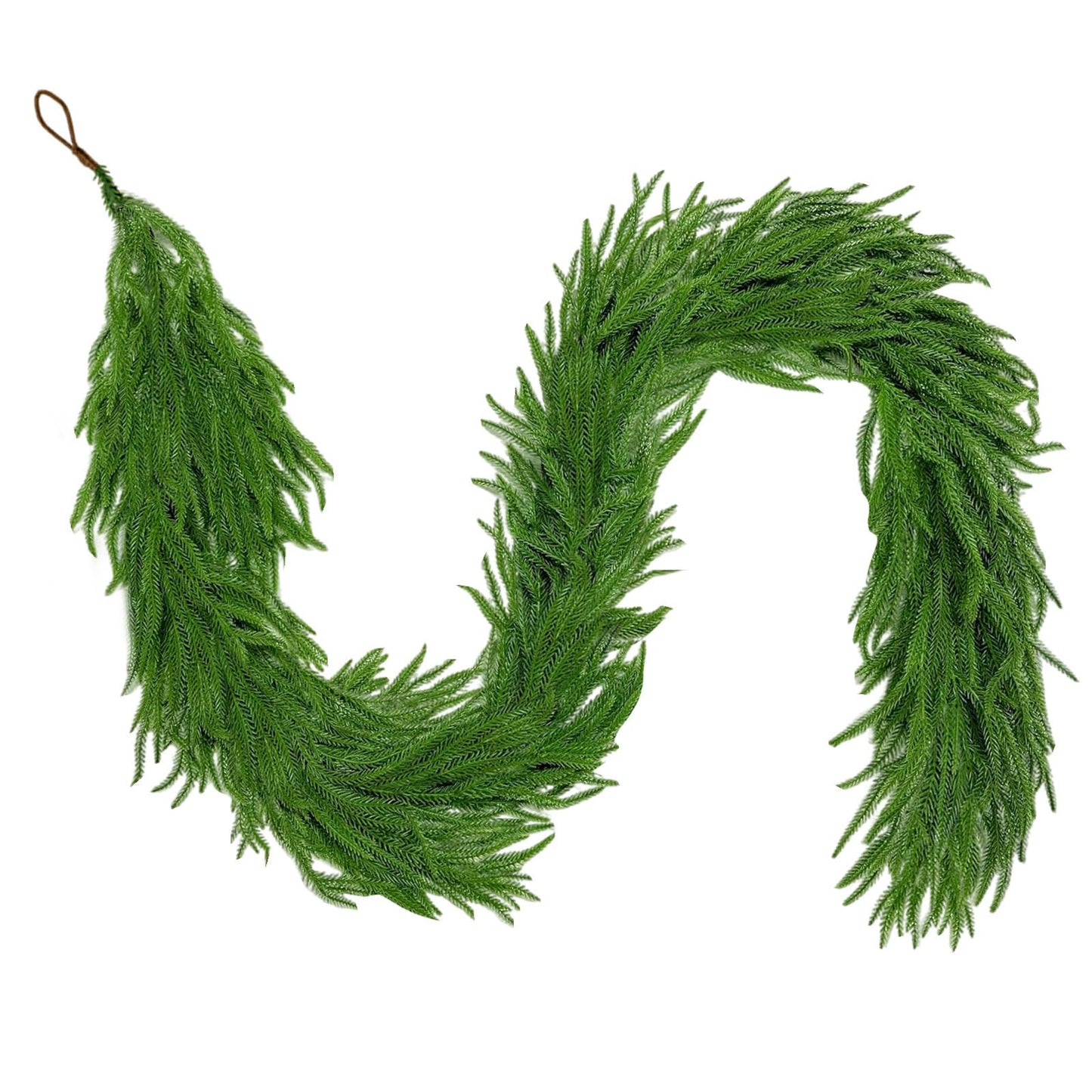 GLLBTPT Christmas Norfolk Pine Garland,9 ft Artificial Green Garland Holiday Decoration Outdoor Indoor for Stairs Railing Fireplace