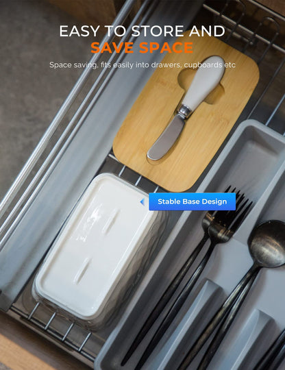 Butter Dish with Lid: Large Butter Dish for Countertop - Ceramic Butter Container with Knife Double Silicone Seal - Unique Stone Butter Dishes with Covers for Farmhouse Kitchen Decor Home Decor White