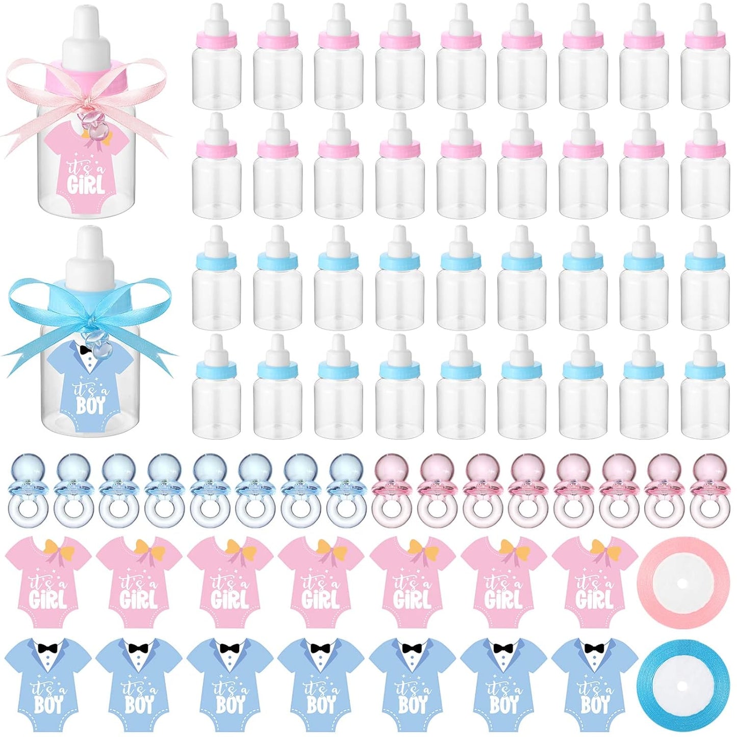 162 48 48 64 2 Pcs Gender Reveal Baby Shower Favors Mini Milk Bottles Plastic Baby Candy Bottle Mini Pacifiers Tiny