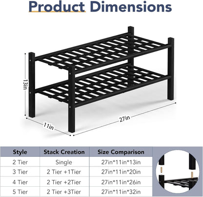2 Closet,Hallway,Entryway,Small 27"x11"x13" Haddockway Tier Bamboo Shoe Rack Storage Organizer, Multifunctional Free