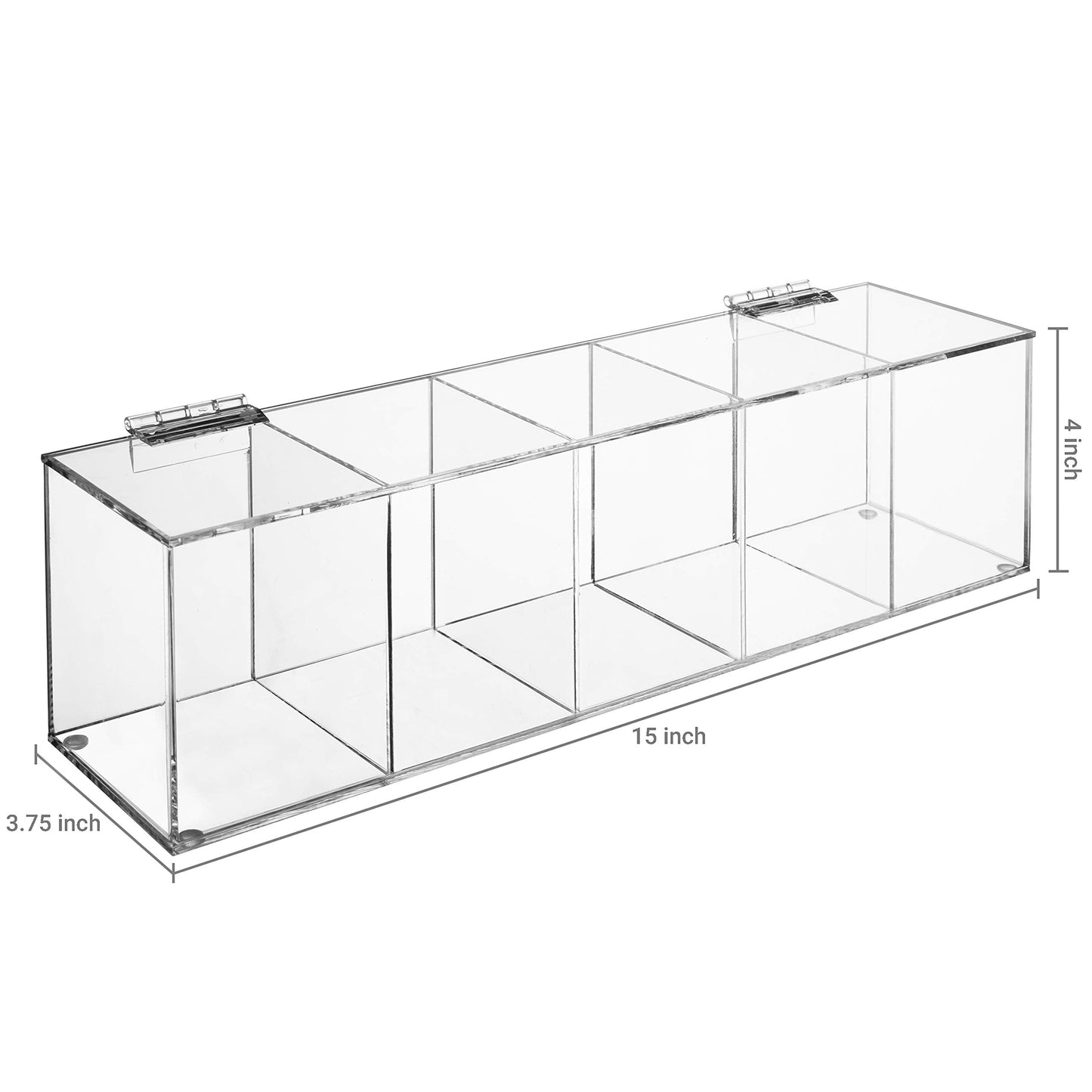 MyGift Acrylic Tea Bag Organizer Box with 5 Compartments and Hinged Lid, Drink Packet Storage Box, Kitchen Countertop Caddy Pantry for Assorted Teas and Condiments, Modern