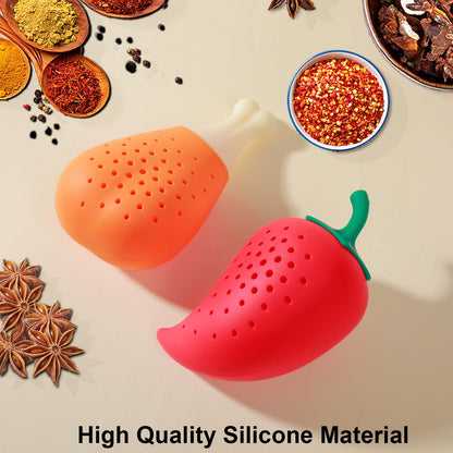 PRATIQUE Creative 2PCS Chicken Leg Chili Large Capacity Silicone Filter Seasoning Strainer Cooking, Spice Infuser for Enhancing Soups, Stews, Cider, Wine Especially Brewing Large Quantities Of Tea