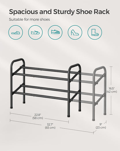 2 15 Closet, SONGMICS Expandable Shoe Rack, Tier Shoe Rack Shelf, Adjustable Shoe Organizer Storage for Pairs of Shoes