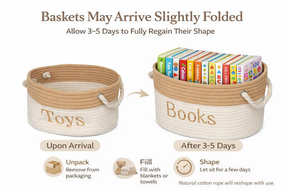Toy Basket - 15 x 11 x 9 Toy Storage Bin - Embroidered Storage Bins - Tote Bin for Nursery, Playroom, Living Room, Classroom (Toy Bin)