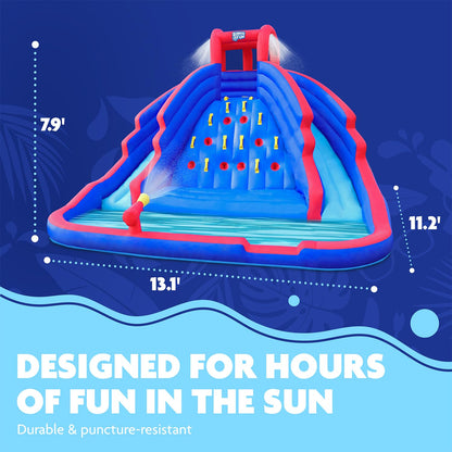 Sunny & Fun Ultra Climber Inflatable Water Slide Park – Heavy-Duty for Outdoor Fun - Climbing Wall, Two Slides & Splash Pool – Easy to Set Up & Inflate with Included Air Pump & Carrying Case