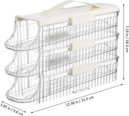 HEMOTON Rolling Egg Holder for Refrigerator - 3 Tiers Automatic Egg Dispenser Organizer for Fridge, 21 Count