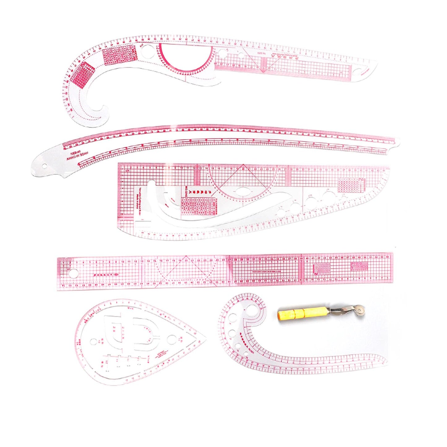 7PCS French Curve Ruler Set, High Accuracy Complete Tools Hip Curve Ruler with Scale, Sewing Ruler | Sewing Tools | Sewing Rulers | Craft Ruler for Beginners Tailors Pattern