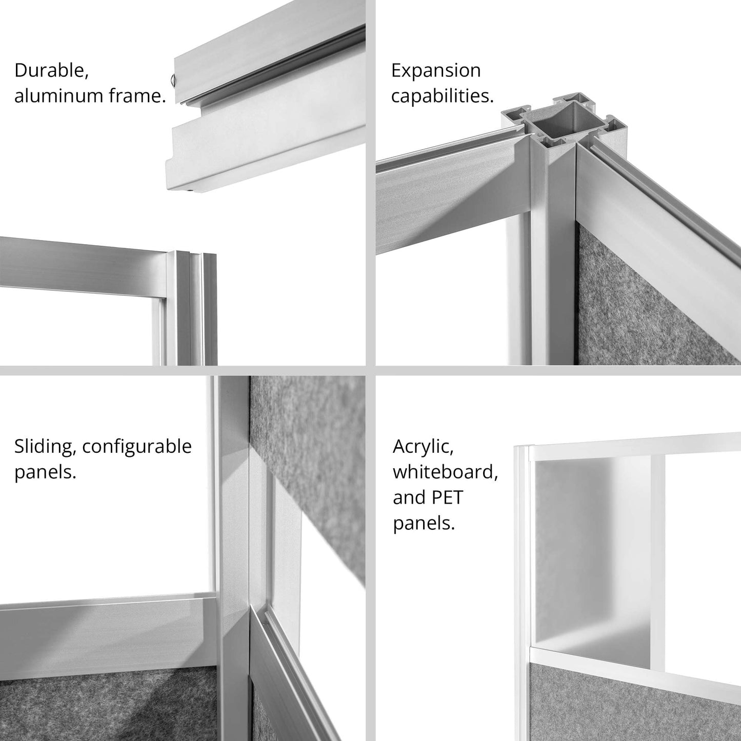 Stand Up Desk Store ReFocus Modular and Expandable Office Partition Wall System (53x70 Starter + 53x70 Extension)