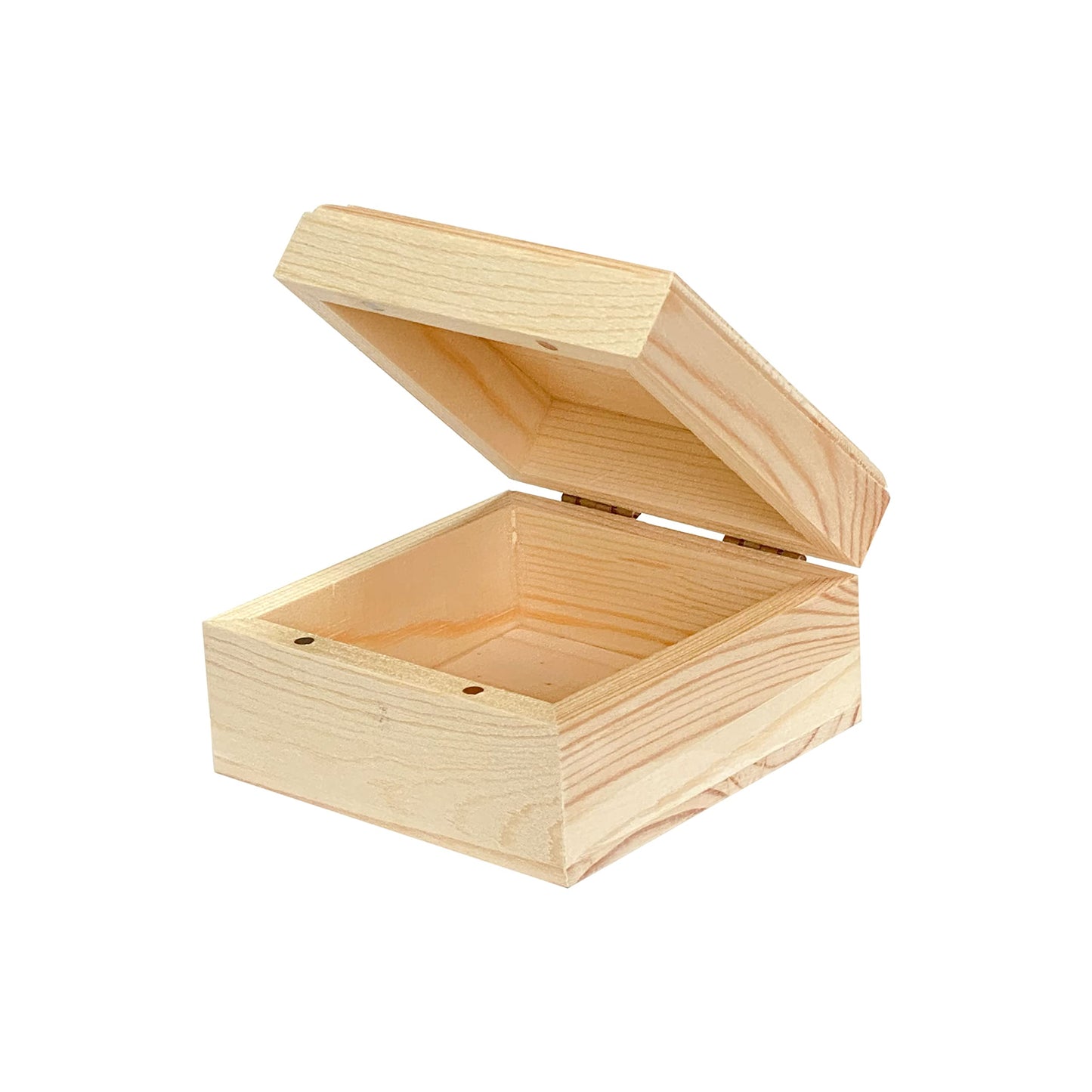 Cregugua 6 Pack Unfinished Wood Box Crafts Wooden Square Box with Magnetic Hinged Lid (3.5 x 3.5 x 1.9 In)
