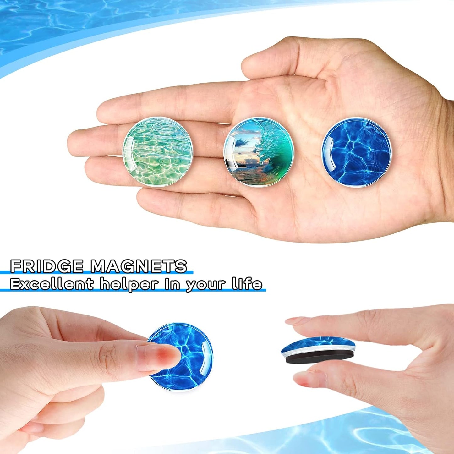DARUITE 12Pcs Glass Fridge Magnets for Crafts, Strong Small Magnets for Kitchen, Office, Classroom