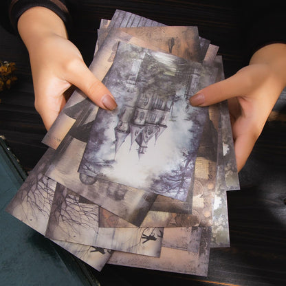 180 Sheets Dark Fantasy Gothic Vintage Cat Rose Decoupage Paper for Scrapbooking, Collage Art Projects, Antique Graveyard & Haunted Castles, Vintage Halloween Junk Journal Craft Paper