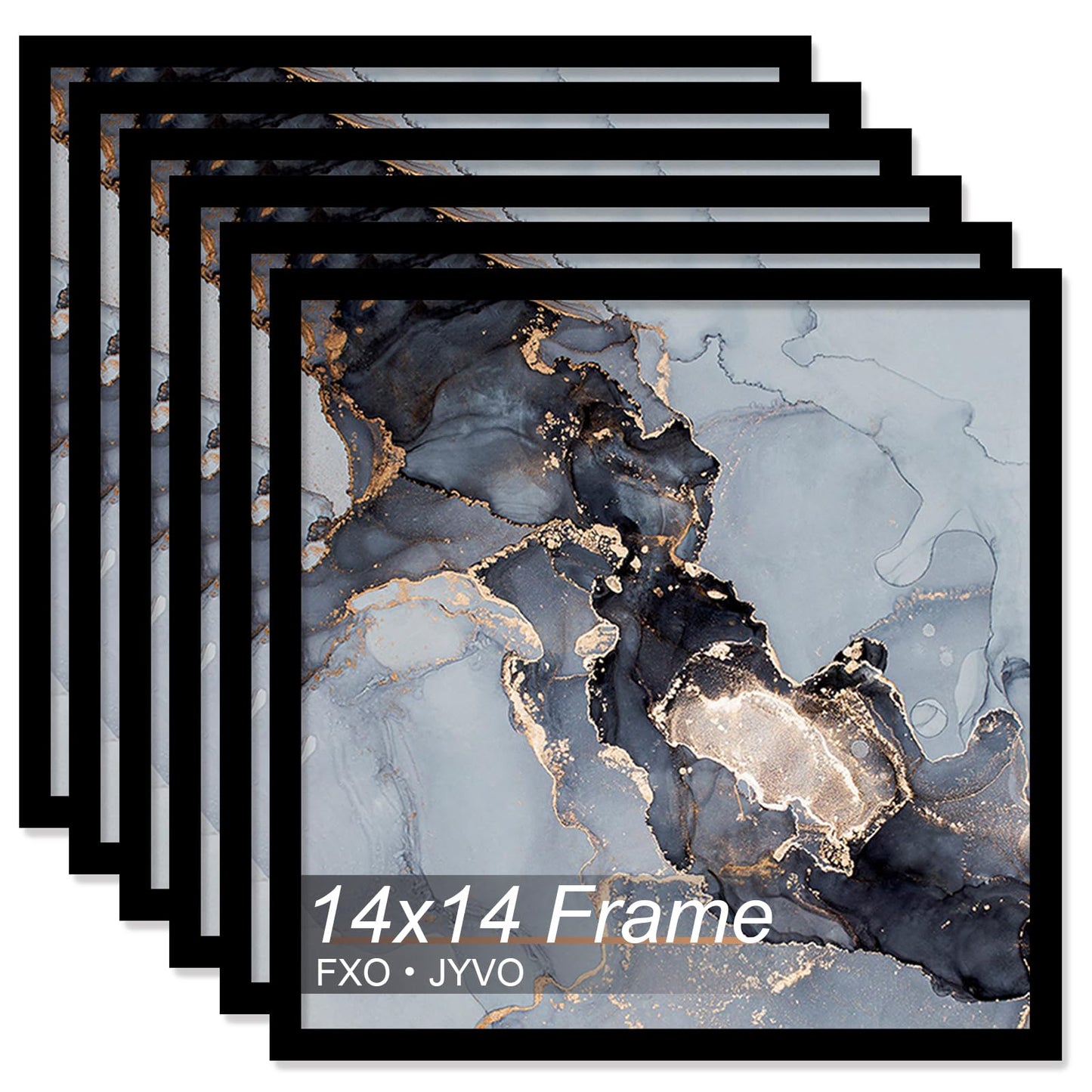 Fxojyvo 14x14 Frame Set of 6, Black Picture Frame for 14 x 14 Square Picture Poster Photo, Light Weight and High Transparent 14 by 14 Frame for Wall - 6 Pack/Black/14 x14