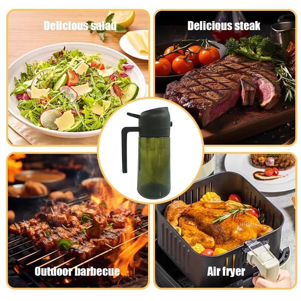 HWHIEUAIK Kitchen Maiden 2 in 1 Oil Dispenser, New Kitchenmaiden 2 In 1 Oil Sprayer for Cooking，Olive Oil Dispenser Bottle Spray And Pour for Air Fryer, Salad, Frying, BBQ