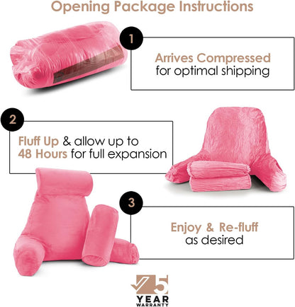 2 Nestl Reading Pillow with Shredded Memory Foam Includes Neck and Lumber Support Pillows, Designed for Sitting Up