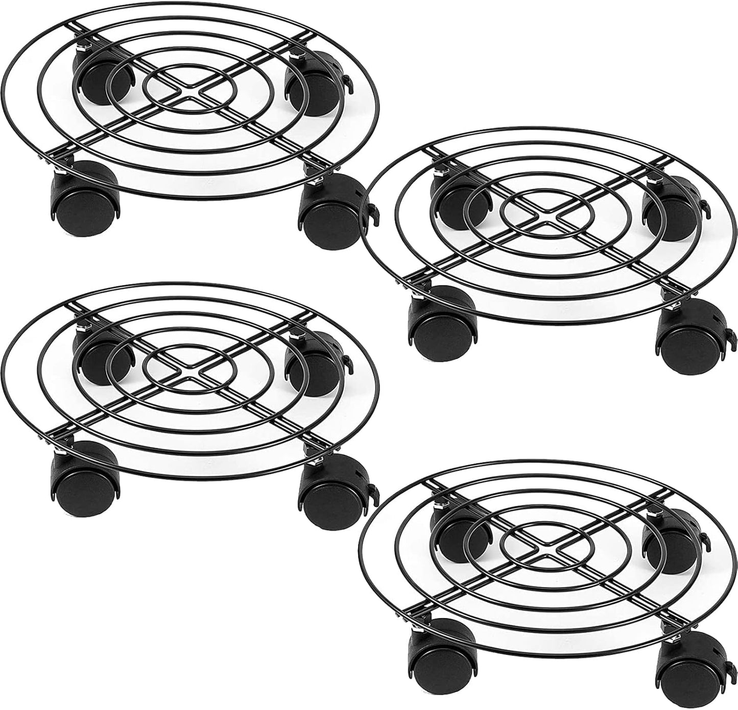 4 10.6 Inches ZOENHOU PCS Metal Plant Caddy with Wheels, Round Metal Rolling Plant Stand Base for Indoor, Outdoor