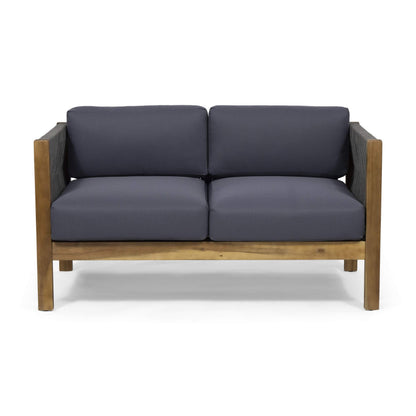 Christopher Knight Home Laurel Modern Outdoor Loveseat Set, Teak and Gray