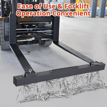 PeakPursuit 48 Inch Hanging Magnetic Sweeper, 120 LB Lifting Capacity Magnetic Nail Sweeper with Quick Release Lever, for Forklift Mounting on Construction Sites, Warehouses & Workshops